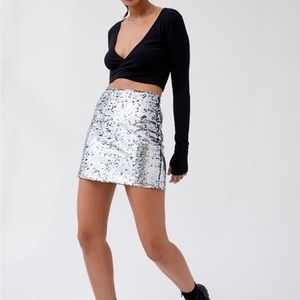 Silver sequin mini skirt